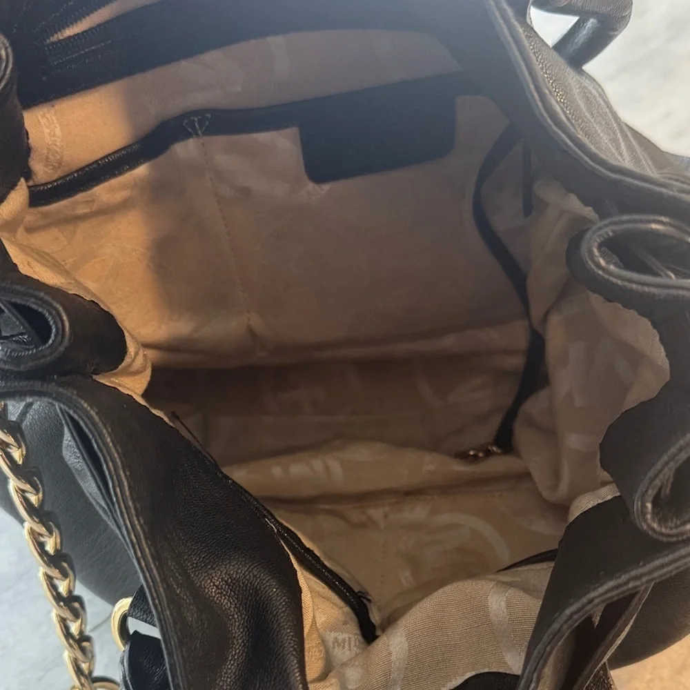 Michael Kors Black Shoulder Bag with Gold Chain